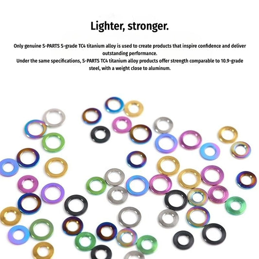 S-PARTS M3 / M4 / M5 / M6 / M8 / M10 / M12 TC4 Titanium Flat Washers for E-Bikes, Motorcycles & Bicycles