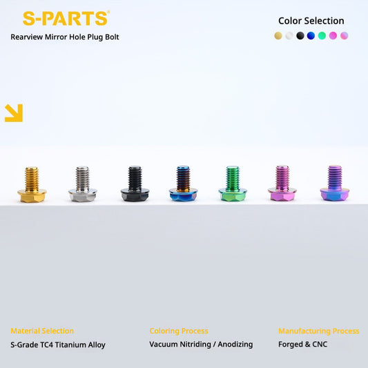 S-PARTS TC4 Titanium Mirror Plug Bolt M8 M10 RH/LH for Motorcycle
