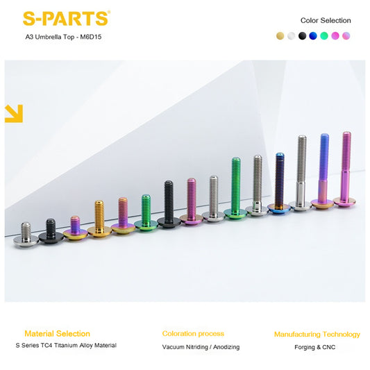 SPARTS A3 Series M6 Titanium Button Head Bolt D15 Grade TC4 | Motorcycle & E-Bike Upgrade Screw