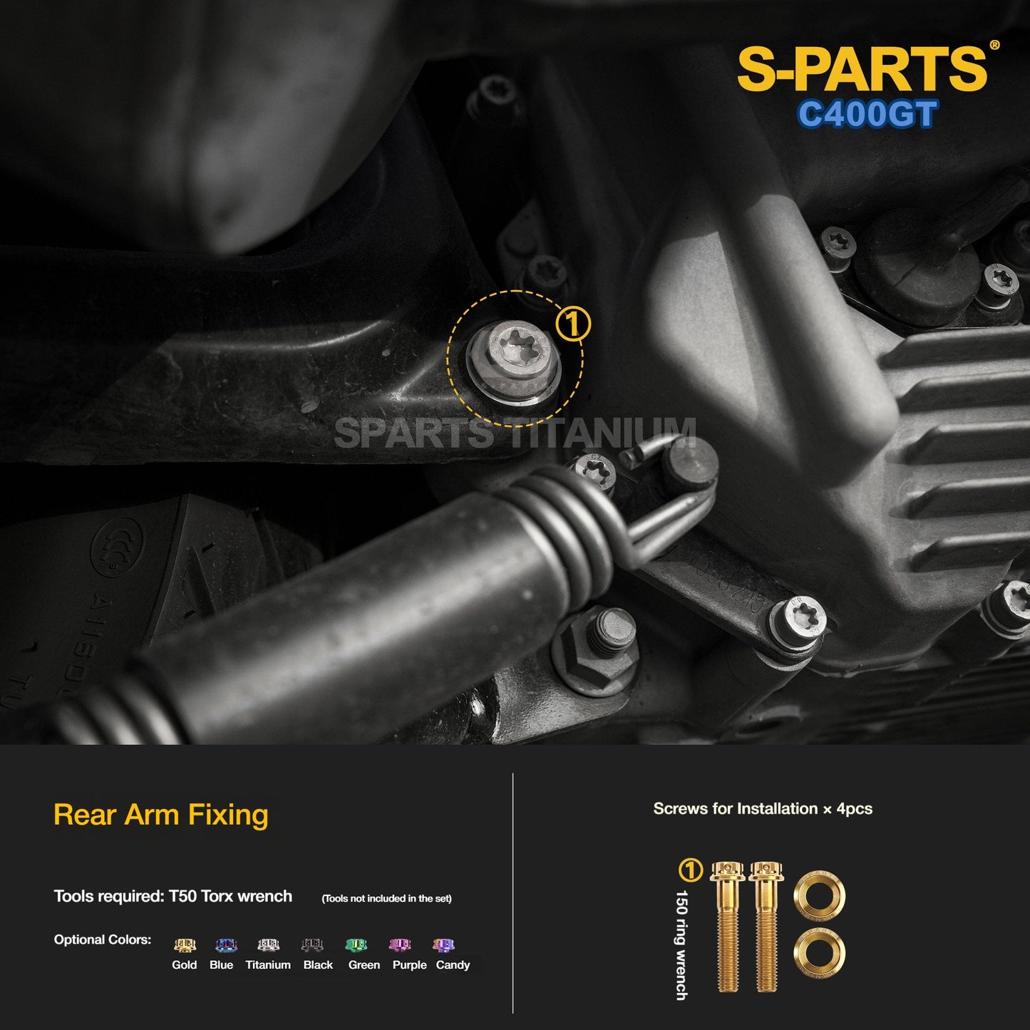 SPARTS Titanium Bolts Kit for BMW C400GT | Transmission Cover, Exhaust Heat Shield & Rear Suspension