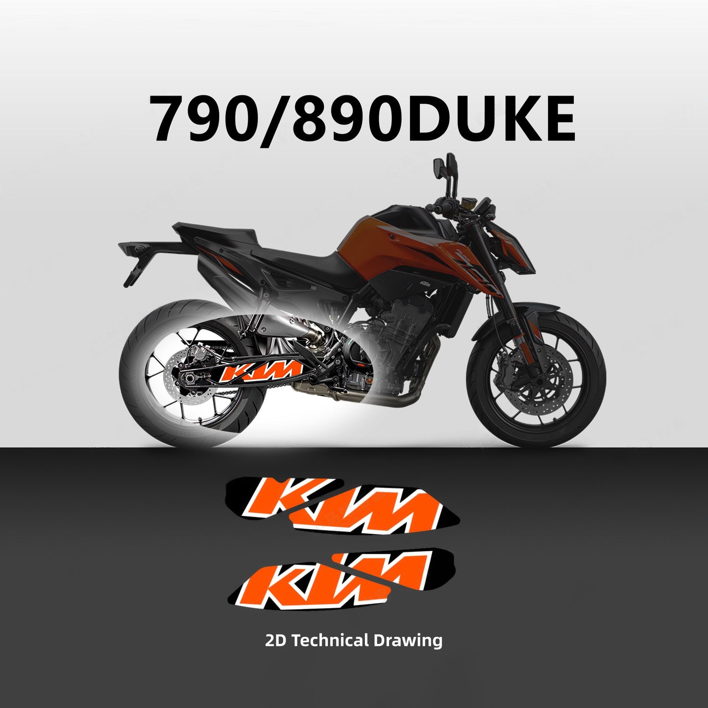 Factory Style Decal Sticker Kit for KTM DUKE 790 / 890 (2018-2022) - Gloss PVC Graphics Set