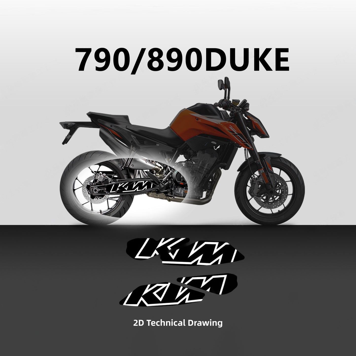 Factory Style Decal Sticker Kit for KTM DUKE 790 / 890 (2018-2022) - Gloss PVC Graphics Set
