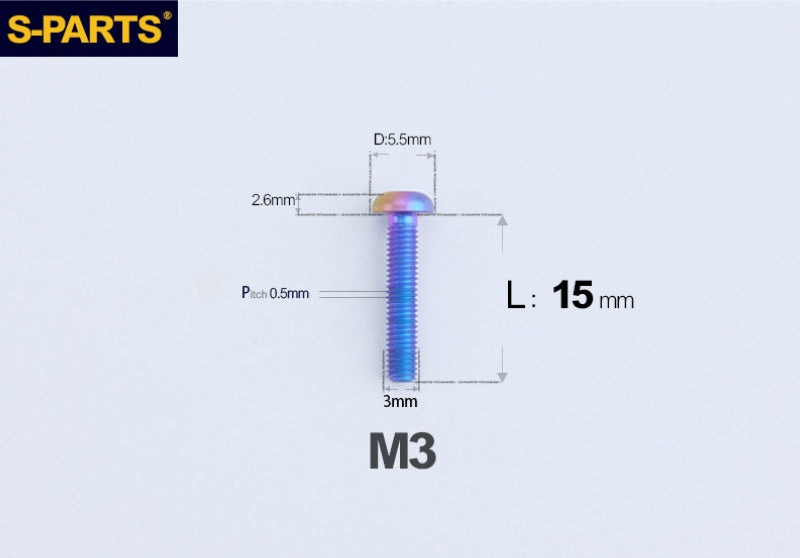 SPARTS A2 Button Head M3 Titanium Bolt