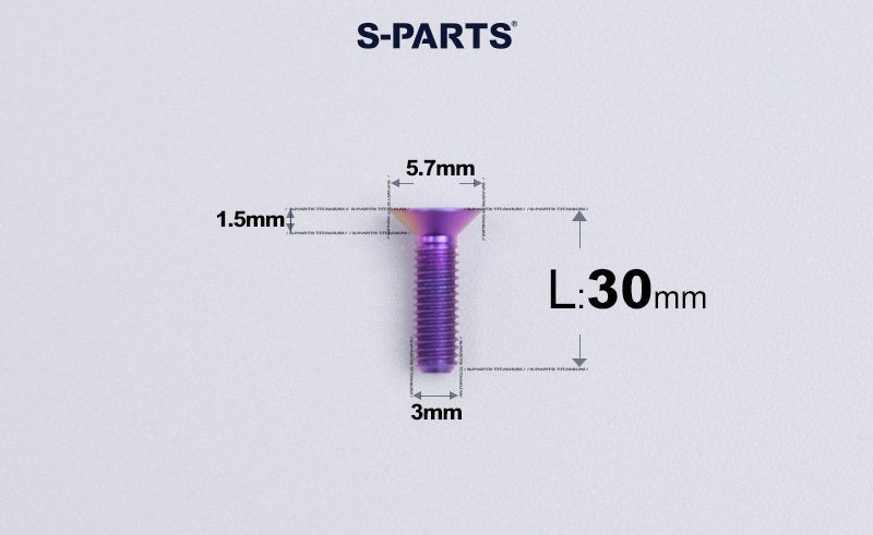 SPARTS Series M3 L6-30 Countersunk Titanium Bolt