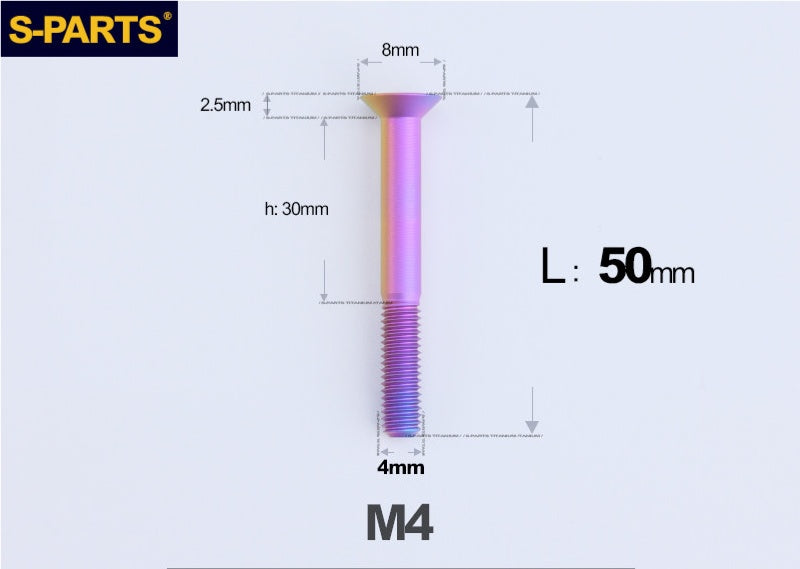 SPARTS M4x10-50mm Countersunk Titanium Alloy Bolt – Flat Head Fastening Screw for Motorcycle & Bicycle
