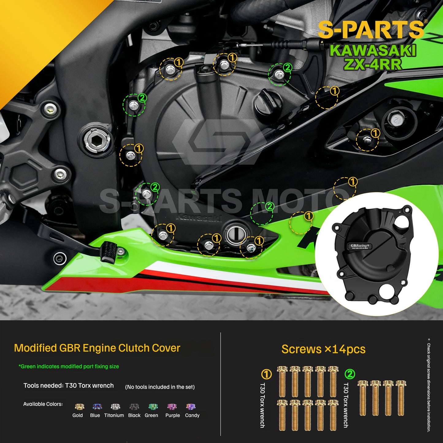 SPARTS TC4 Titanium Bolt Kit for Kawasaki ZX-4RR | Motorcycle Titanium Bolt Upgrade