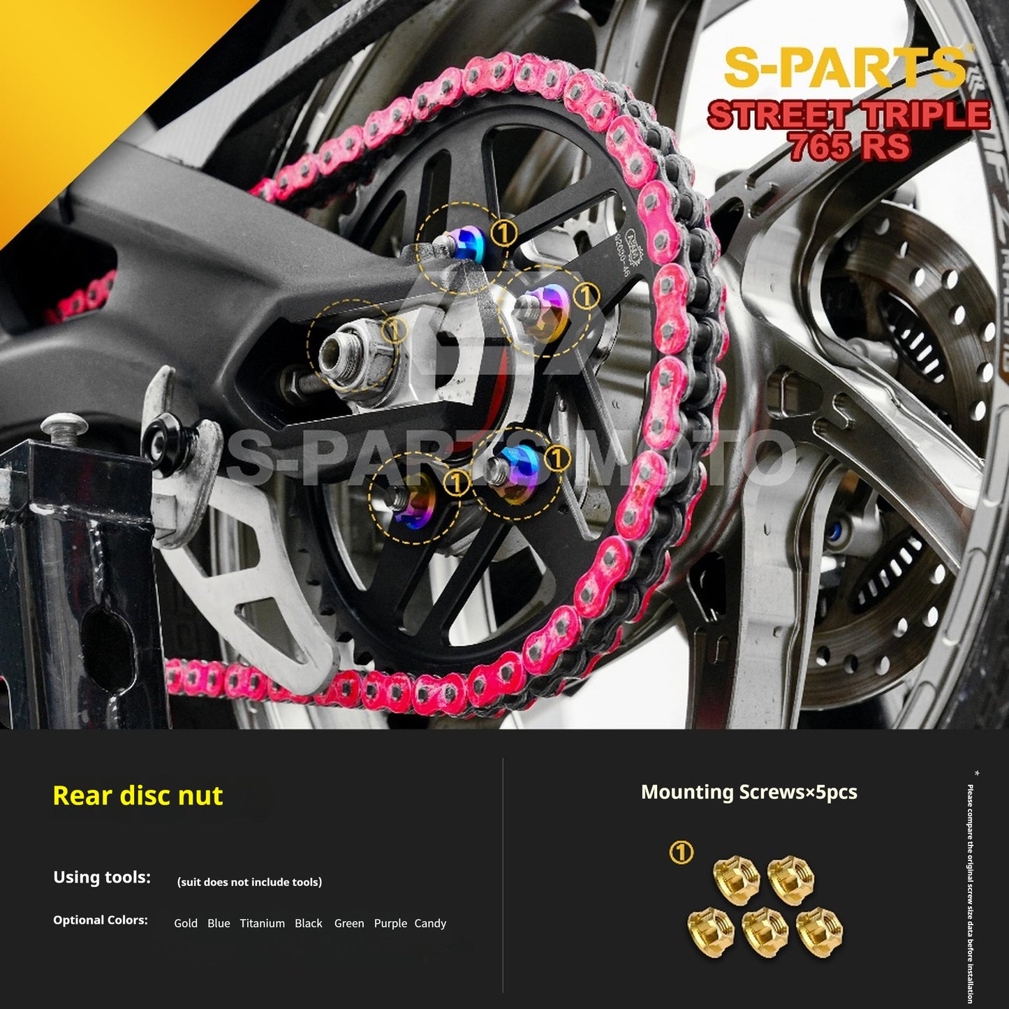 SPARTS Titanium Alloy Bolts Candy Color for Triumph 765 Street Triple RS Motorcycle Modification