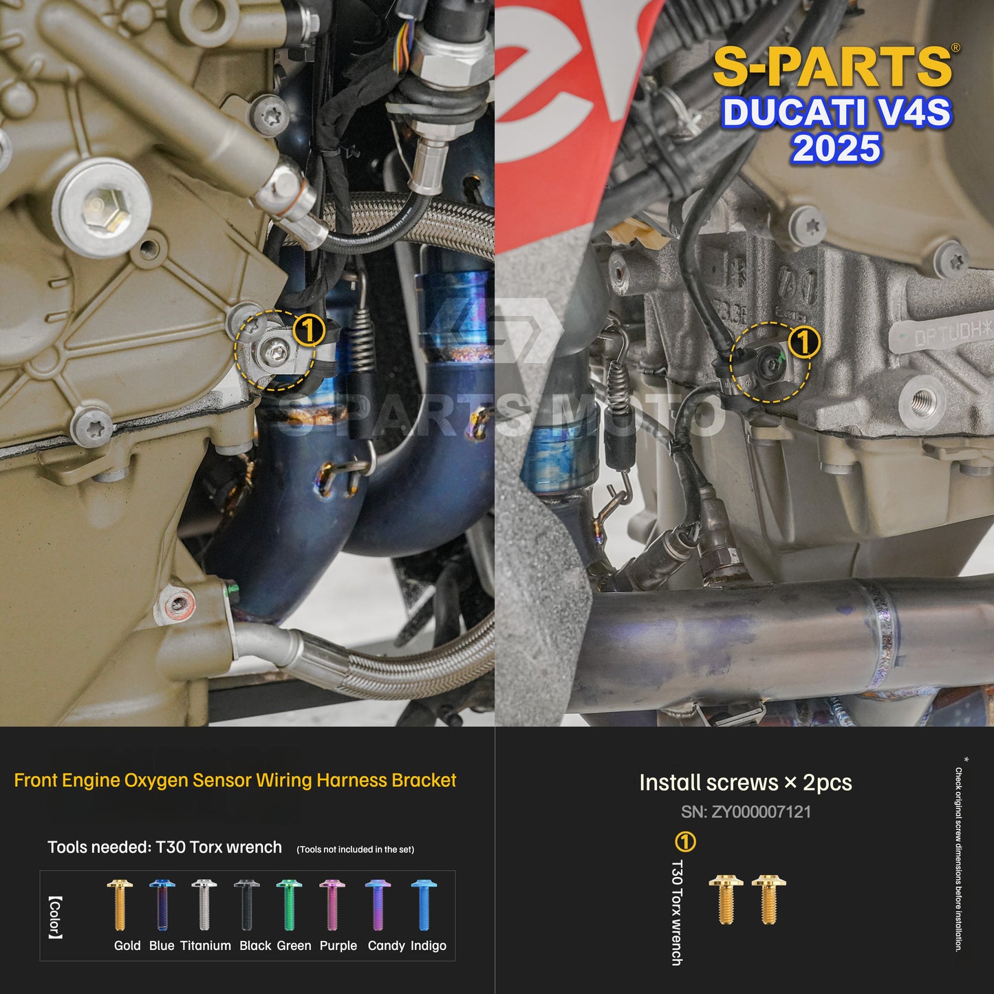 S-PARTS Titanium Engine and Rearset Fastener Kit for Ducati Panigale V4 S 2025