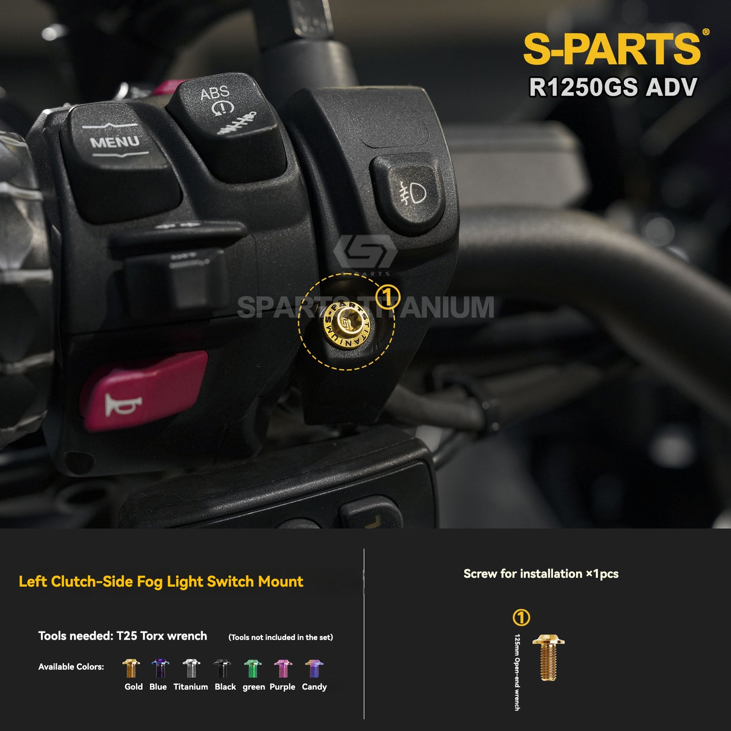 SPARTS Titanium Fairing, Spotlight & Accessory Bolt Kit for BMW R1250GS / ADV