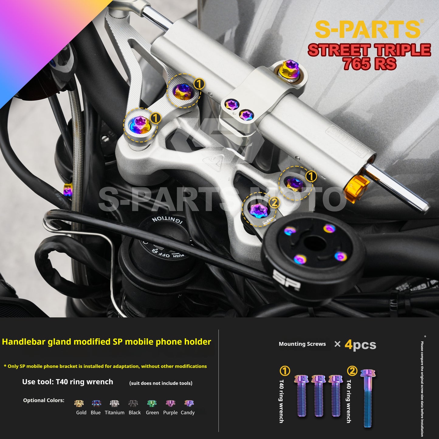 SPARTS Titanium Alloy Bolts Candy Color for Triumph 765 Street Triple RS Motorcycle Modification