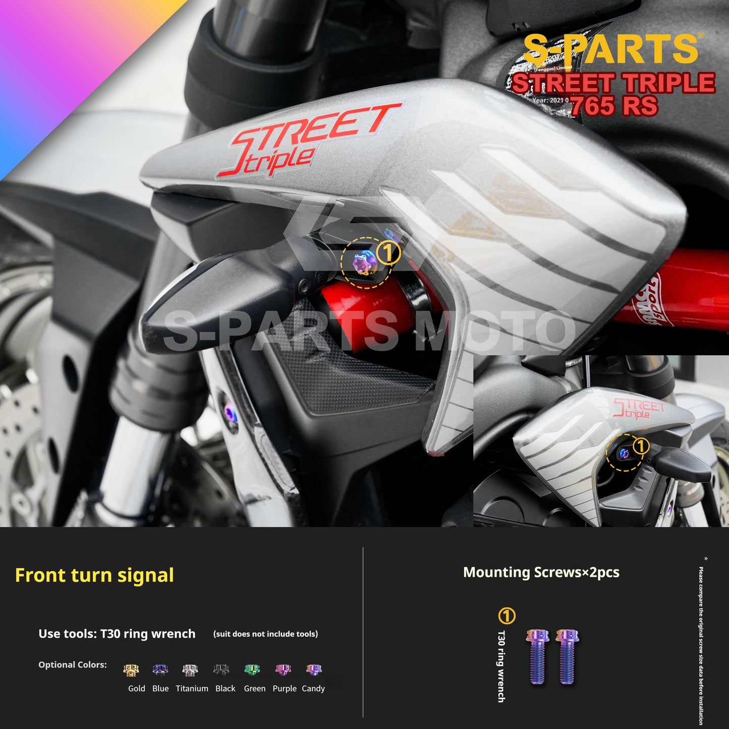 SPARTS Titanium Alloy Bolts Candy Color for Triumph 765 Street Triple RS Motorcycle Modification