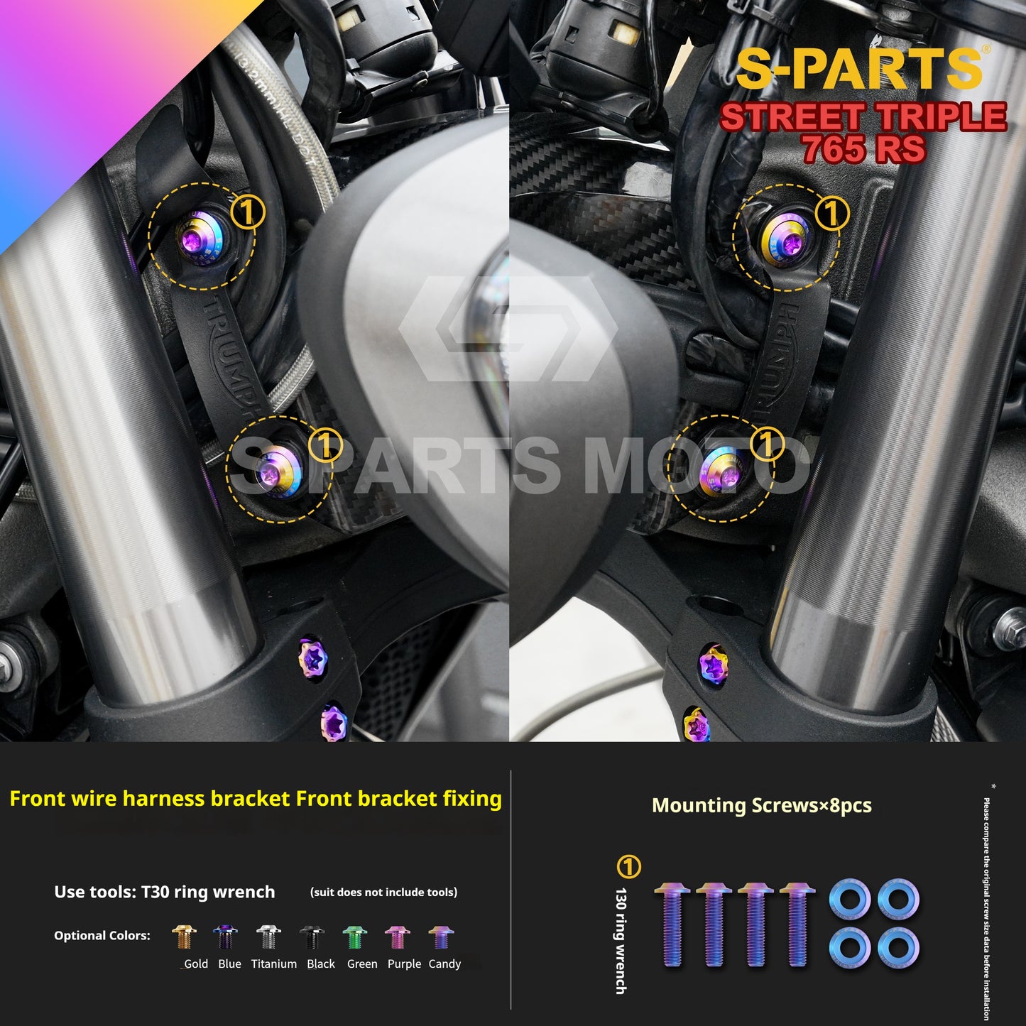 SPARTS Titanium Alloy Bolts Candy Color for Triumph 765 Street Triple RS Motorcycle Modification