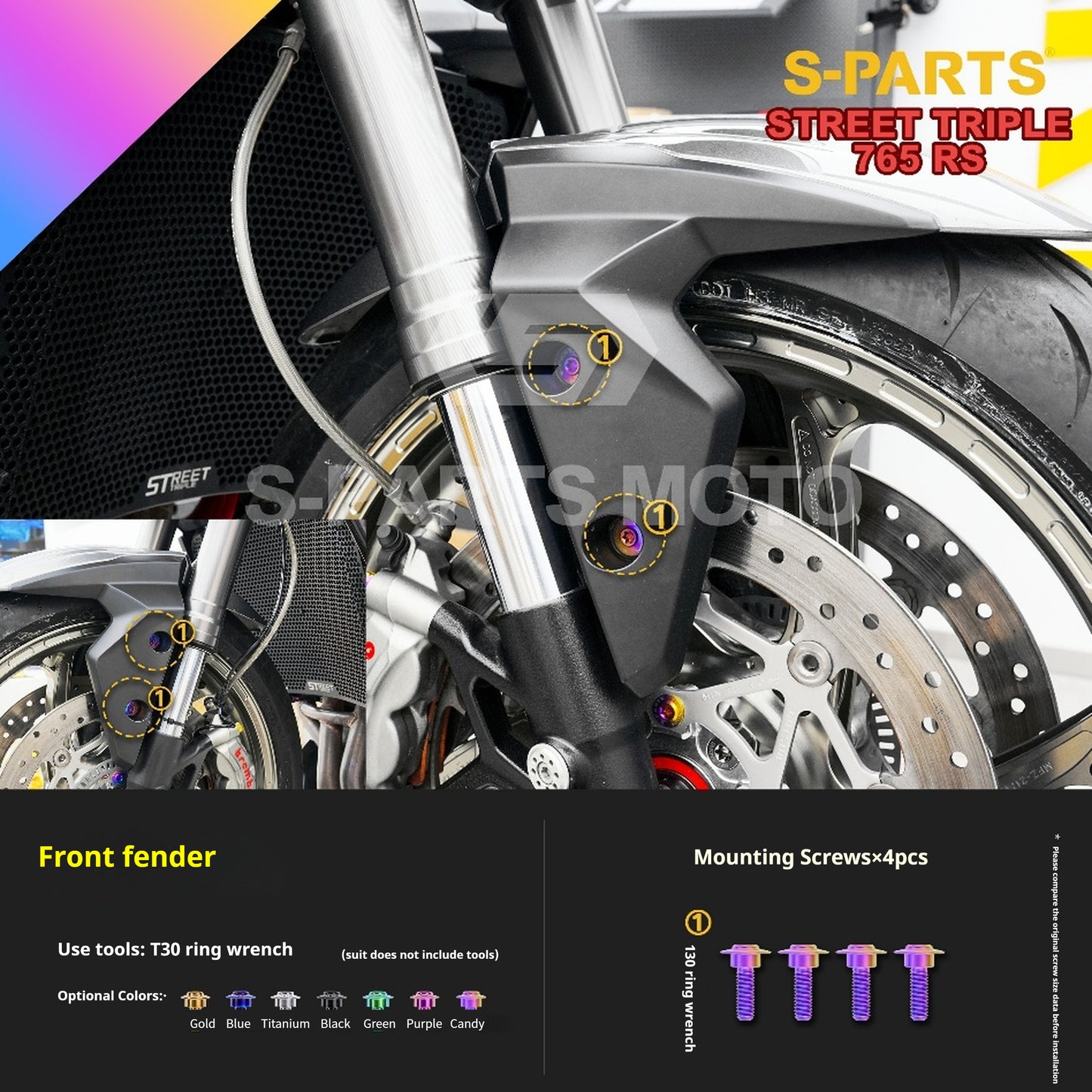 SPARTS Titanium Alloy Bolts Candy Color for Triumph 765 Street Triple RS Motorcycle Modification