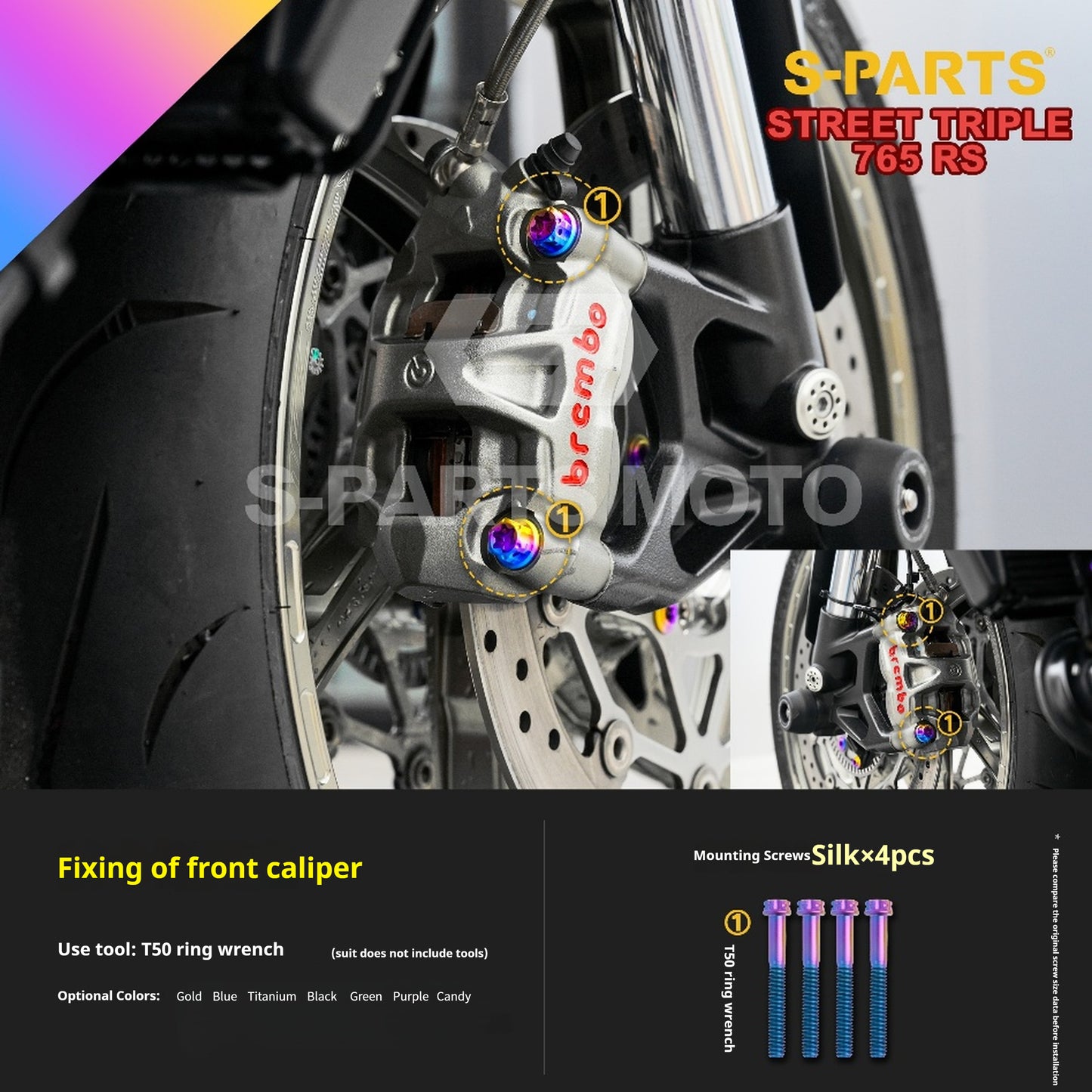 SPARTS Titanium Alloy Bolts Candy Color for Triumph 765 Street Triple RS Motorcycle Modification