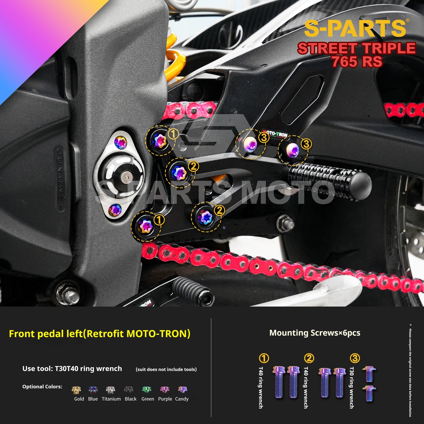 SPARTS Titanium Alloy Bolts Candy Color for Triumph 765 Street Triple RS Motorcycle Modification