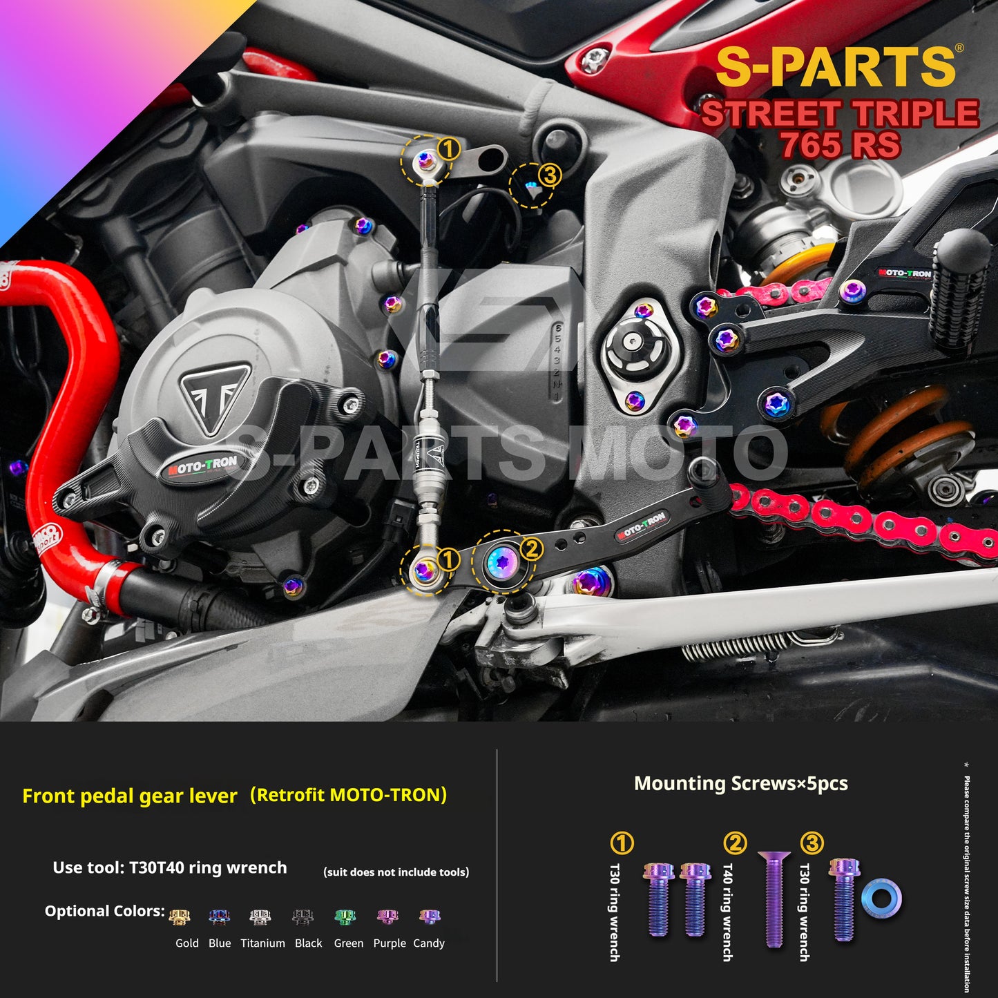 SPARTS Titanium Alloy Bolts Candy Color for Triumph 765 Street Triple RS Motorcycle Modification
