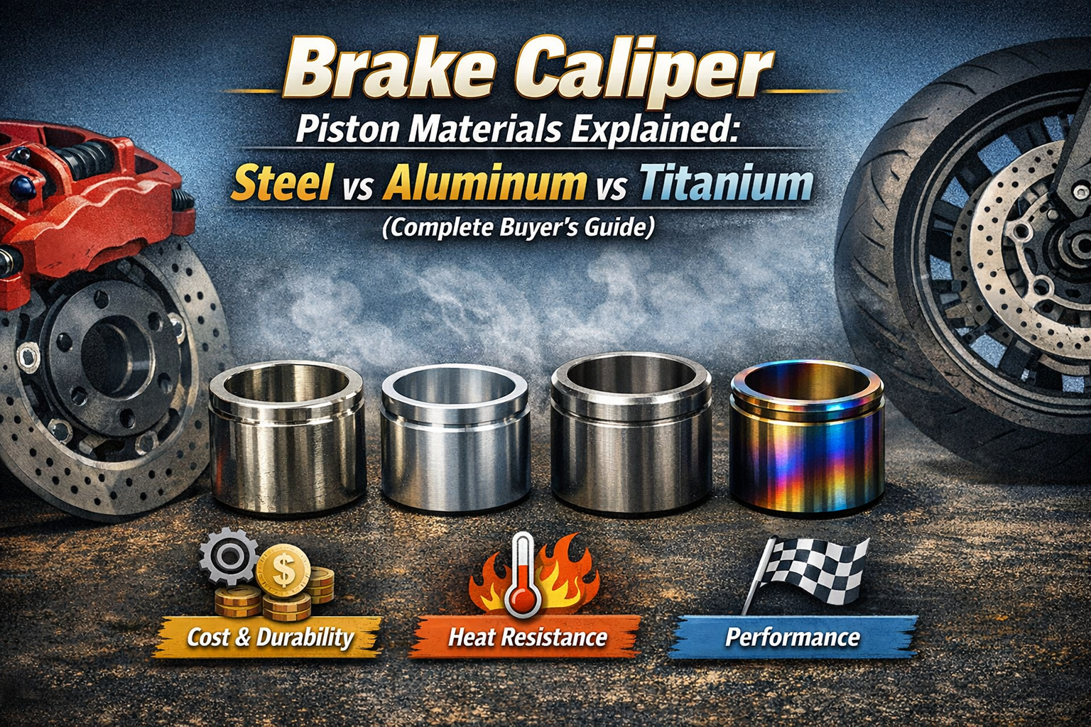Brake Caliper Piston Materials Explained: Steel vs Aluminum vs Titanium (Complete Buyer’s Guide)