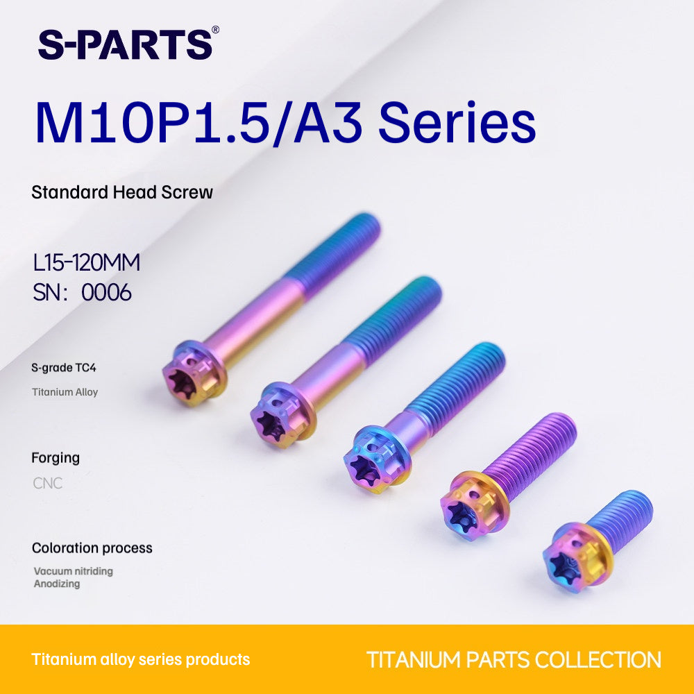 SPARTS M10 P1.5 A3 Series Titanium Bolt – Standard Head – 650°C Forged – S-Grade TC4 for E-Bikes, Motorcycles & Bicycles