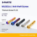 SPARTS Titanium Security Bolt M10 D16 P1.25 – Brake Caliper Locking Screw for Motorcycle