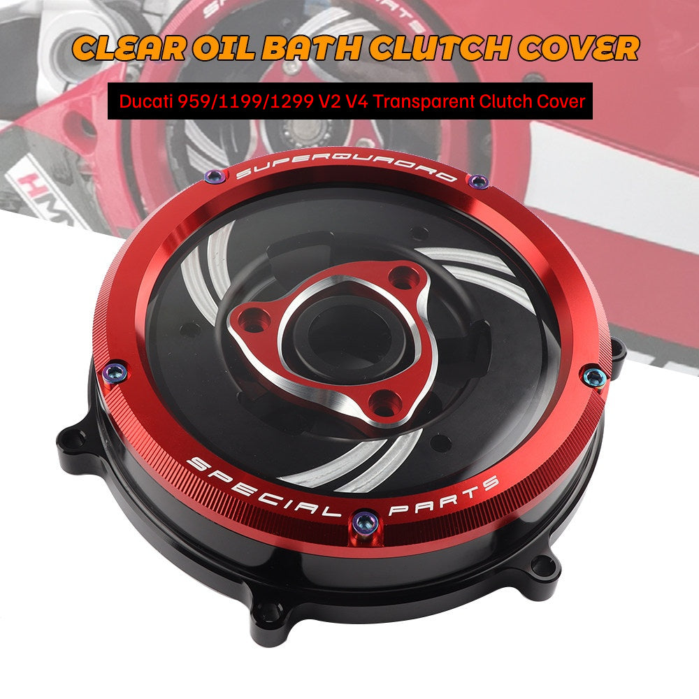Ducati 959 / 1199 / 1299 / Panigale V2 / V4 / V4S Transparent Clutch Cover Kit Clear Clutch Side Cover Upgrade