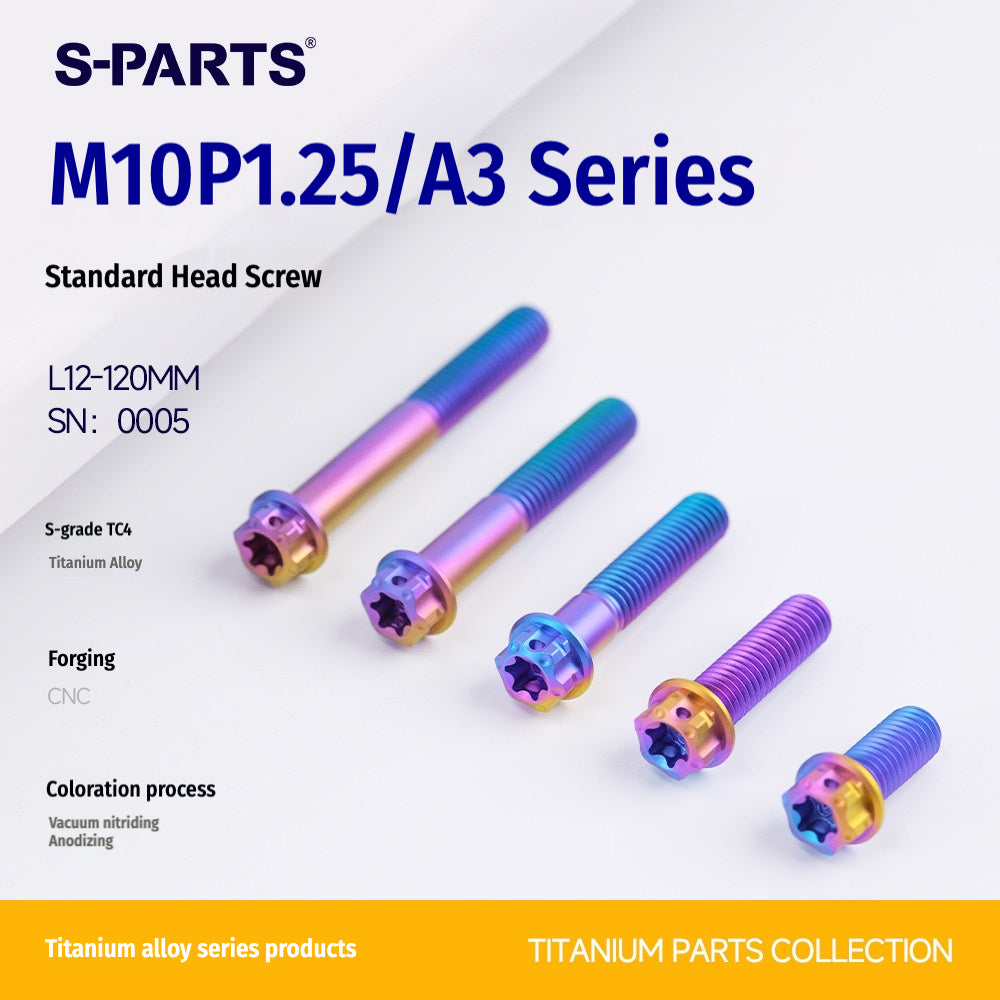 SPARTS M10 P1.25 A3 Series Standard Head Titanium Bolt | 650°C Forged | S-Grade TC4 | Motorcycle / E-Bike Upgrade
