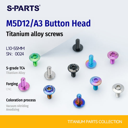 SPARTS A3 Series Titanium Bolt – Button Head M5× L10-55  D12 –  S-Grade TC4 Motorcycle Titanium Bolt Upgrade