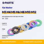 S-PARTS M3 / M4 / M5 / M6 TC4 Titanium Flat Washers for E-Bikes, Motorcycles & Bicycles