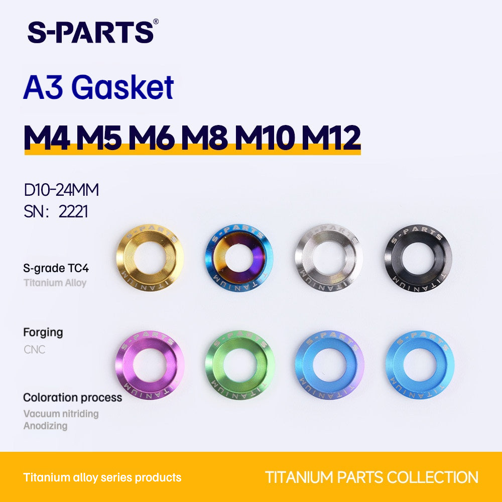 SPARTS A3 Titanium Washer Set M5 / M6 / M8 / M10 / M12 – TC4 Titanium Locking Washers for Motorcycle & E-Bike