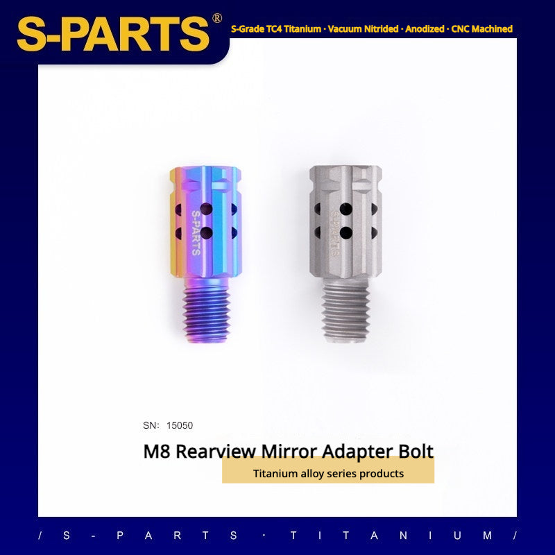 S-PARTS TC4 Titanium M8 to M8 Mirror Adapter Bolt | RH & LH Thread for Motorcycle / E-Bike