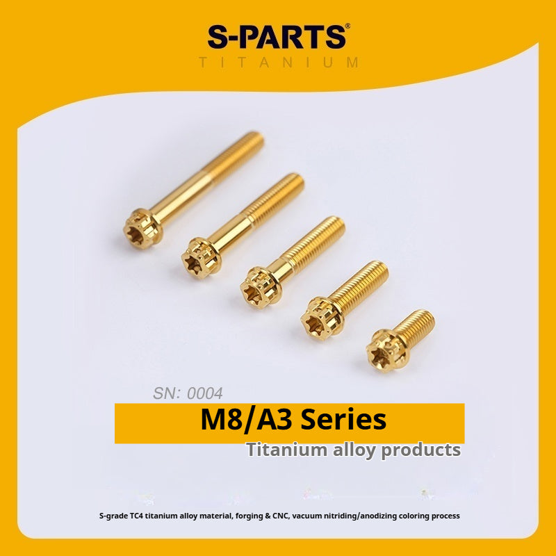 S-PARTS M8 Standard Head A3 Series Titanium Alloy Screws for Electric and Motorcycle Modification Locking Blue and candy color