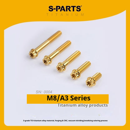 S-PARTS M8 Standard Head A3 Series Titanium Alloy Screws for Electric and Motorcycle Modification Locking Blue and candy color