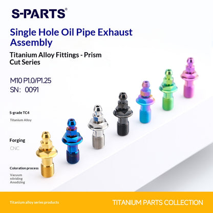 SPARTS M10 Single-Hole Banjo Bolt with Bleeder – Hex Head Titanium Bolt P1.0 / P1.25 for E-Bikes, Motorcycles & Bicycles