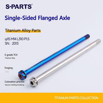 SPARTS TC4 Titanium Single-Flange Axle – Ø15mm M14×P1.5 L310mm for Motorcycles & Electric Motorcycles