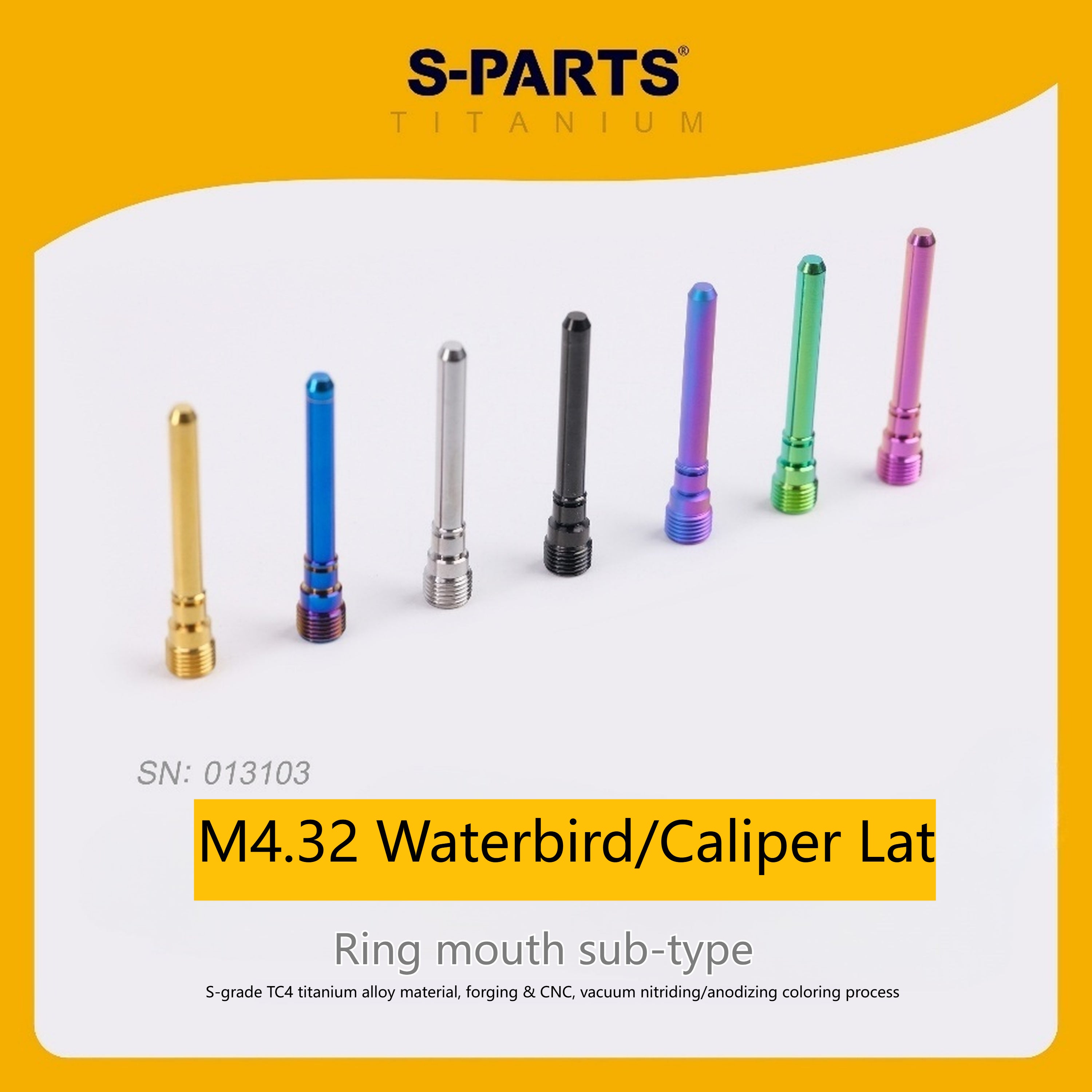 SPARTS Titanium Caliper Pin Bolt for Waterbird Caliper — Lower Pump, Compatible with Brembo Big Radial