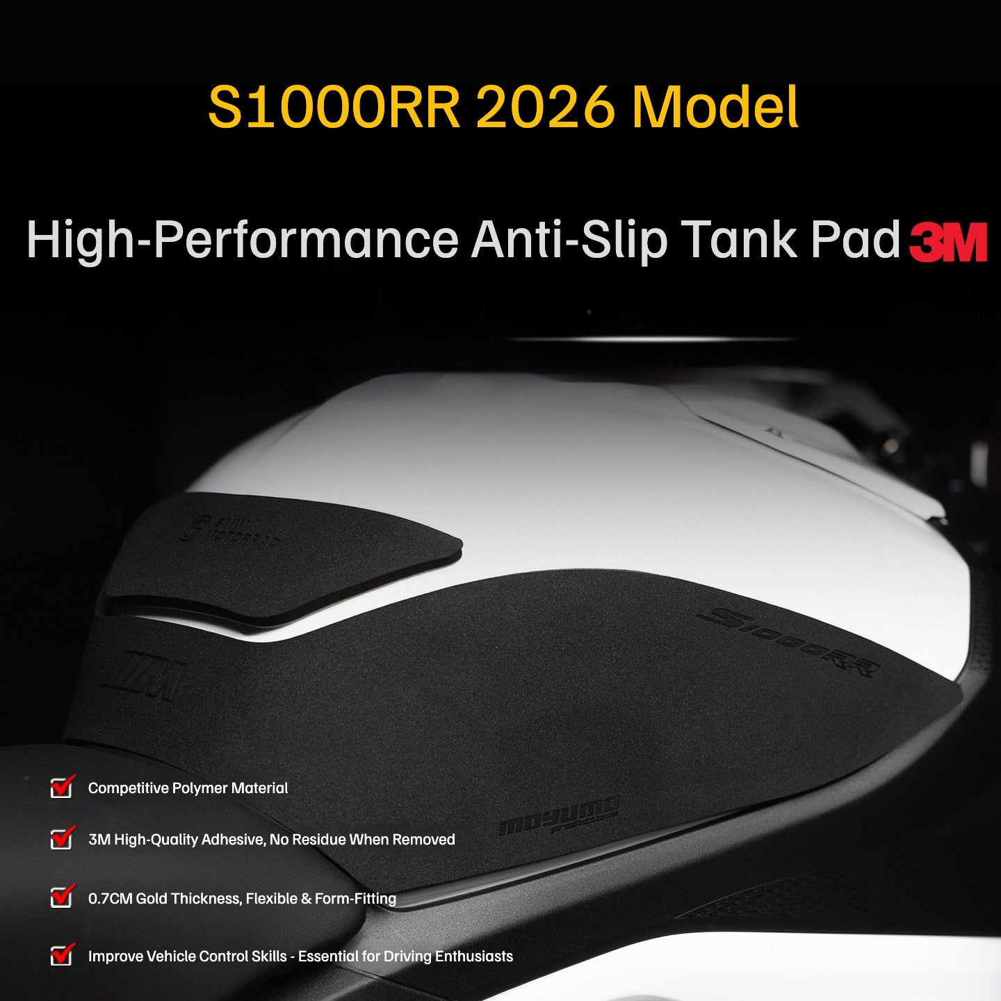 BMW S1000RR / M1000RR High-Performance Anti-Slip Tank Pad Thickened Fuel Tank Protection Sticker Motorcycle Grip Pad Accessories