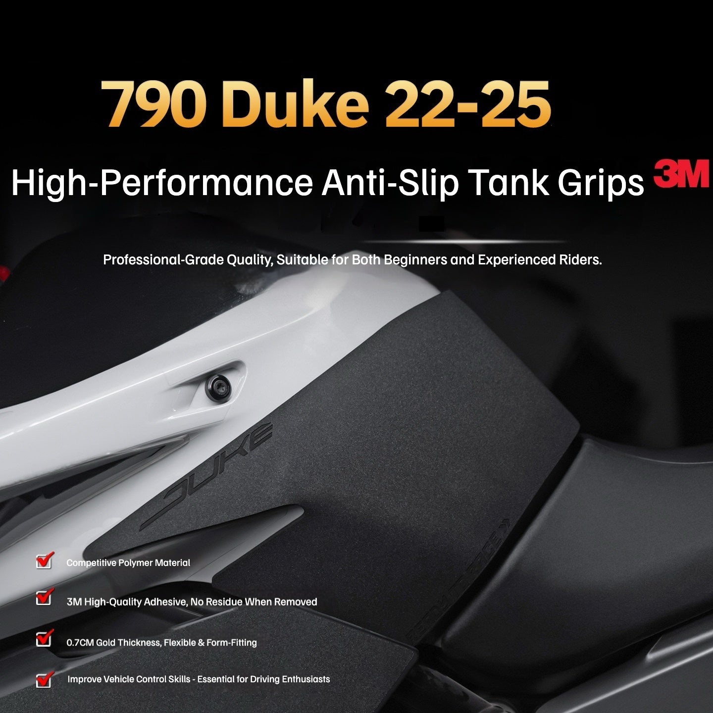 KTM 790 Duke 2022–2025 High-Performance Motorcycle Tank Grips with 3M Adhesive