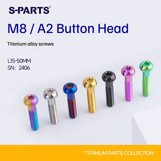 S-PARTS M8 A2 Series TC4 Titanium Bolts – Button Head Fasteners for Bicycle & E-Bike Upgrades