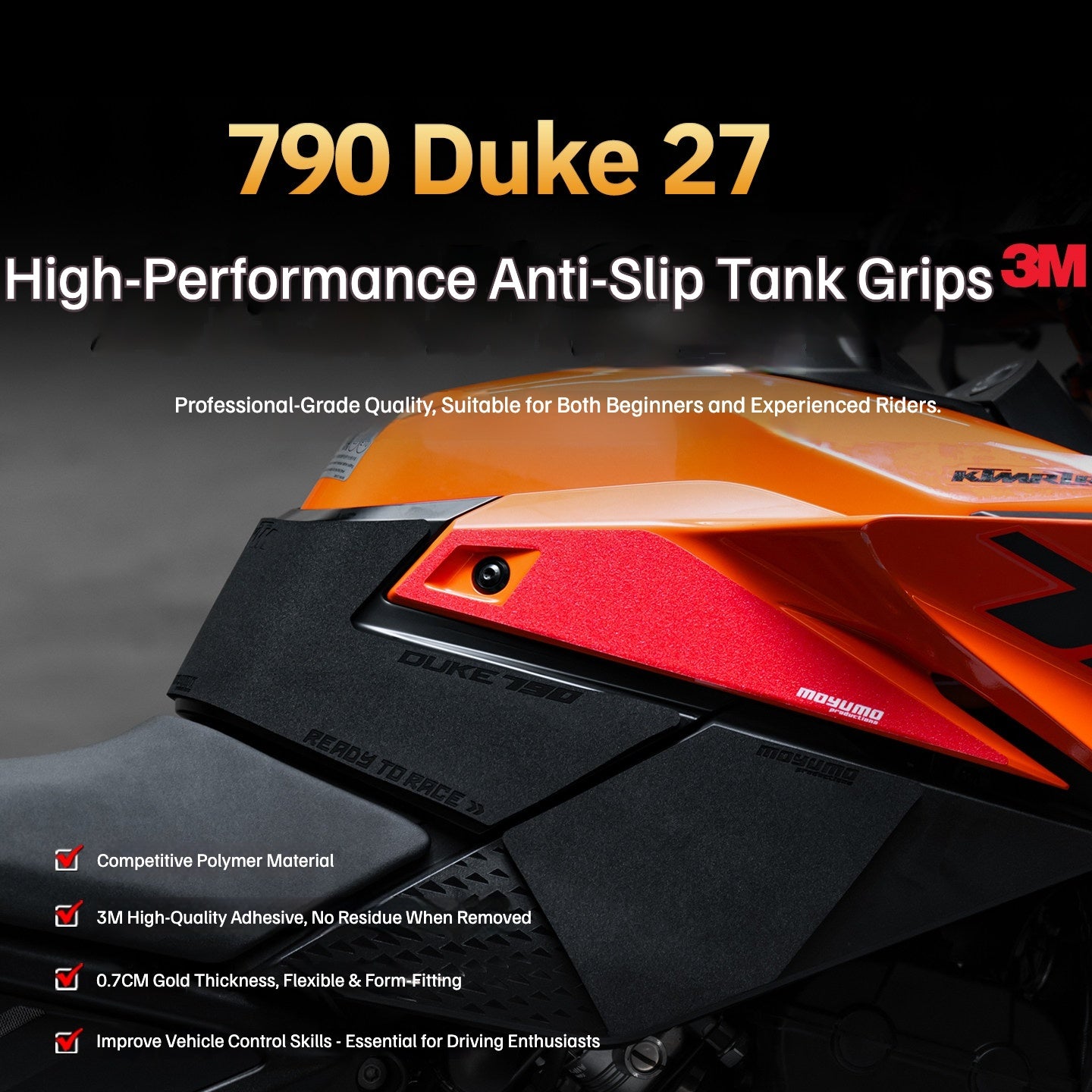 KTM 790 Duke 2027 High-Performance Tank Grips with 3M Adhesive