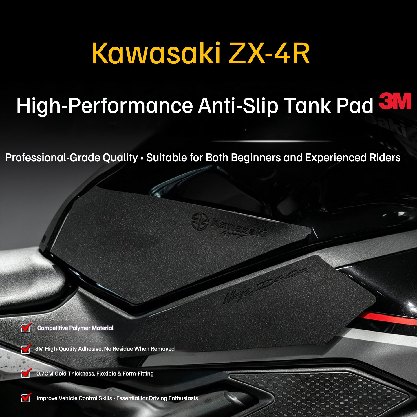 Kawasaki ZX-4R High-Performance Tank Grip Pads Thickened Anti-Slip Protection Decals Motorcycle Accessories