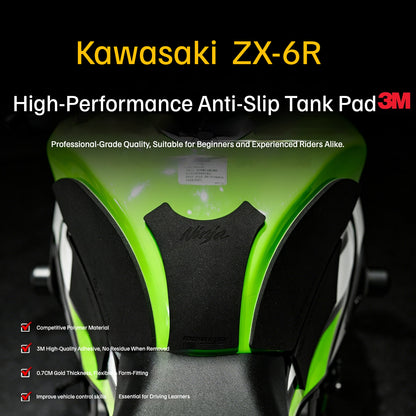 Kawasaki Ninja ZX-6R Tank Grip Pads – High-Performance Thickened Body Protection Decals