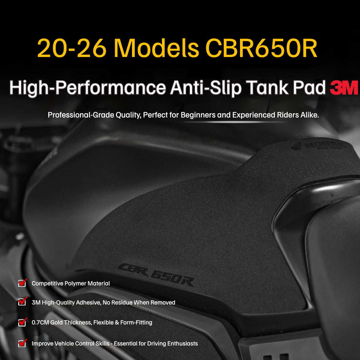 Honda CBR650R 2020–2026 Tank Pad – High-Performance Non-Slip Fuel Tank Protector