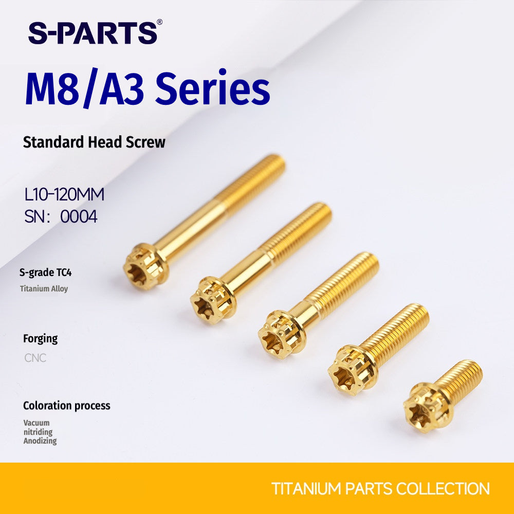 S-PARTS STAN M8 A3 Series Titanium Bolts – Standard Head TC4 Fasteners for Motorcycle & E-Motorcycle