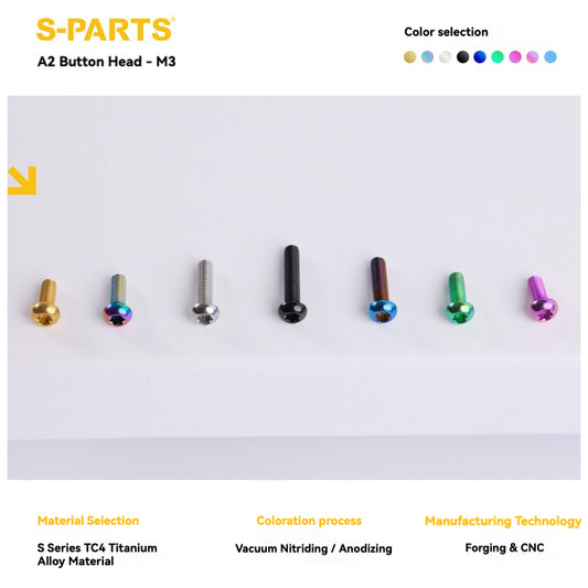 S-PARTS M3 A2 Truss Head Titanium Bolts for Bicycle Brakes & Components (L06-L15)