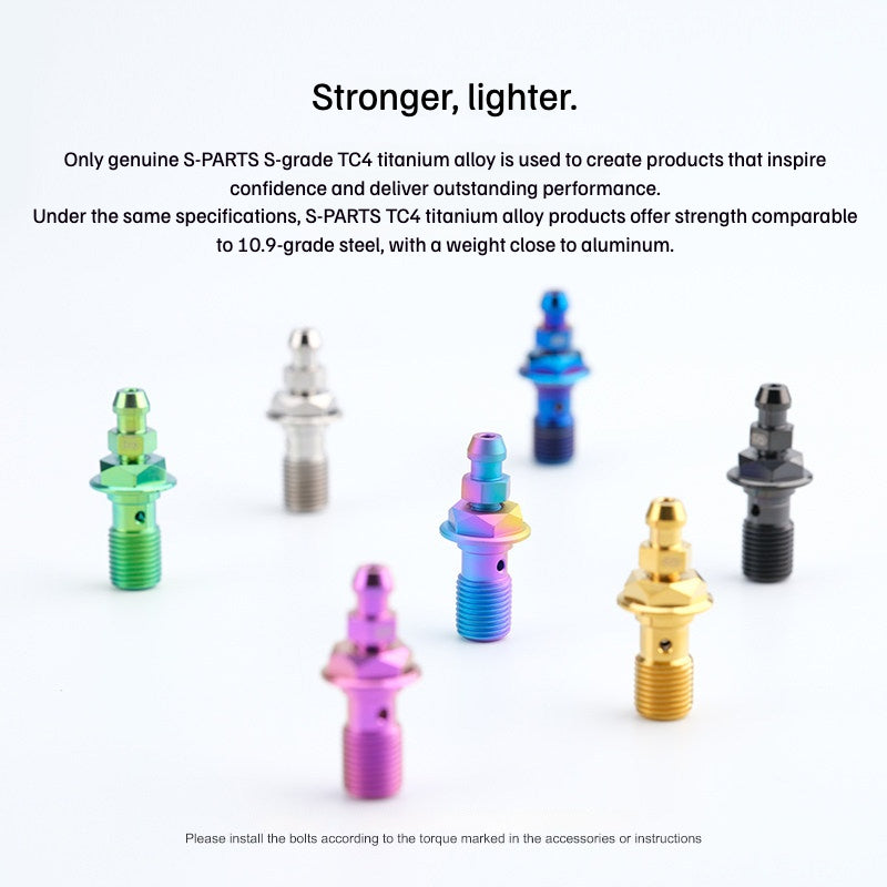 SPARTS M10 Single-Hole Banjo Bolt with Bleeder – Hex Head Titanium Bolt P1.0 / P1.25 for E-Bikes, Motorcycles & Bicycles
