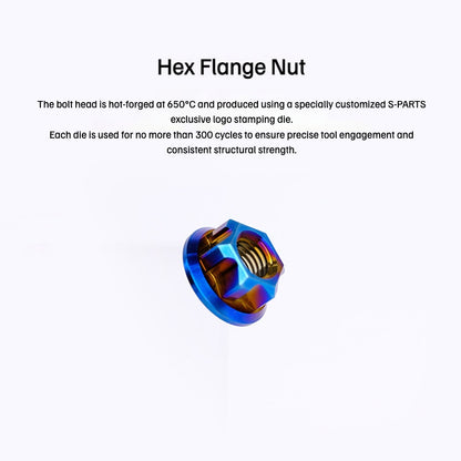 SPARTS Hex Flange Titanium Nut – A3 Series – M5 / M6 / M8 / M10 / M12 – Motorcycle Locking Hardware