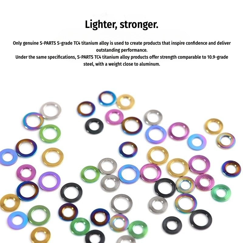 S-PARTS M3 / M4 / M5 / M6 TC4 Titanium Flat Washers for E-Bikes, Motorcycles & Bicycles