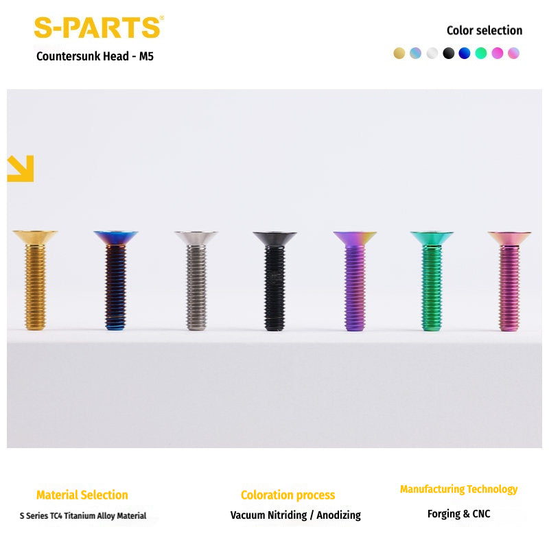 SPARTS M5 Countersunk Titanium Bolt | TC4 Flat Head Motorcycle Fastener