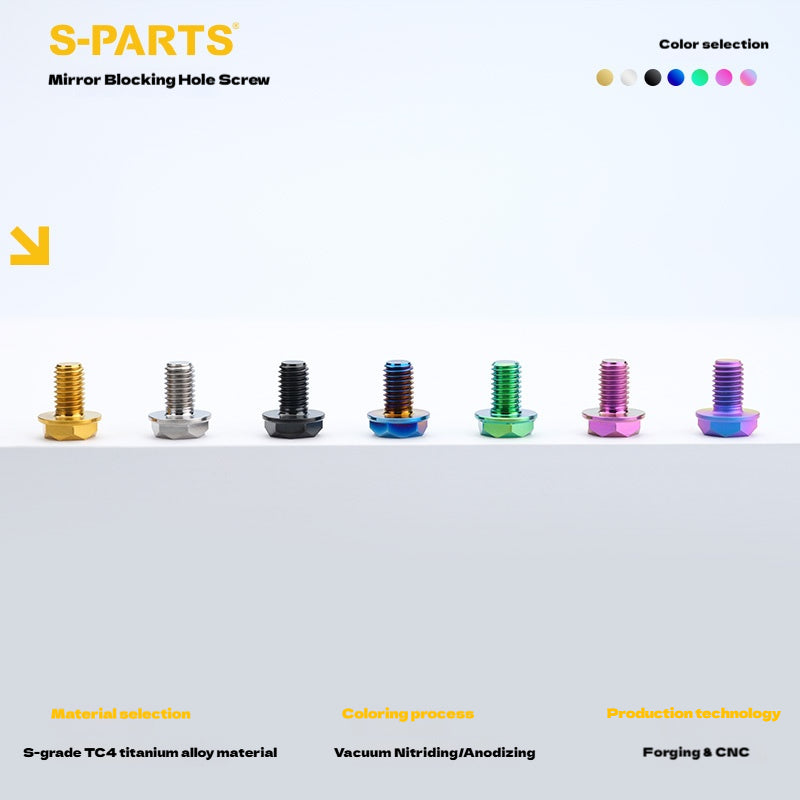 SPARTS Titanium Mirror Block-Off Bolts · M8/M10 Positive & Reverse Thread · Lightweight Motorcycle Plug Bolts