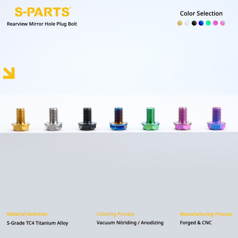 S-PARTS TC4 Titanium Mirror Plug Bolt M8 M10 RH/LH for Motorcycle