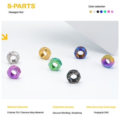 SPARTS Titanium Grade Titanium Alloy Hex Nuts – TC4 Motorcycle Locking & Fastening Nuts M5 M6 M8 M10 M12